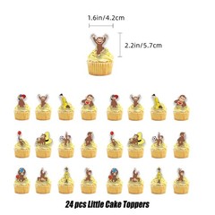 24PCS Curious Monkey Cupcake Toppers, Cartoon Party Decorations, Theme Celebr…