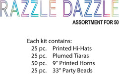Razzle Dazzle Assortment for 50 People – New Year’S Eve Party Kit with White Hi-