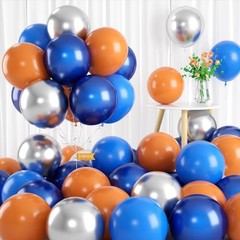 Blue Orange Space Balloons, 55 Pcs Set – Natural Latex Navy Blue and Orange