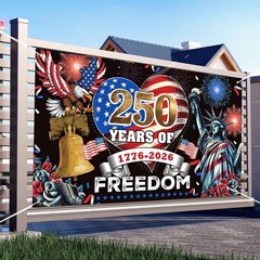 185x110cm Patriotic Backdrop – 1776-2026 USA Freedom Celebration Background with