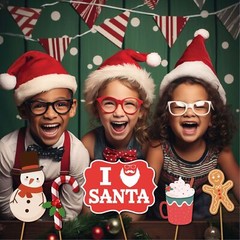 Christmas Photo Booth Props 41-pc Kit 8×10-Inch Sign Holiday Photobooth Prop