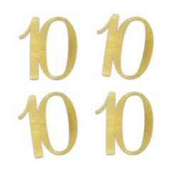 10th Birthday Anniversary DIY Decorations Gold Glitter 10 Cut-Out Numbers