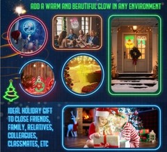 Christmas LED Sign Neon Light Bedside Night Lamp Room Home Wall Decor Lights USB