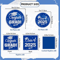 320Pcs Graduation Table Decorations Party Supplies – Blue White Graduation Plate