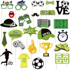25 Pcs Soccer Photo Booth Props with Stick Funny Sports Team Players Photo Bo…