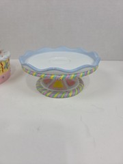 Partylite Birthday Celebration Cake & Base Porcelain Tealight Candle Holder 7.5″