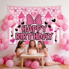 Pink Birthday Party Supplies Mouse 2nd Birthday Party Supplies Backdrop for G…
