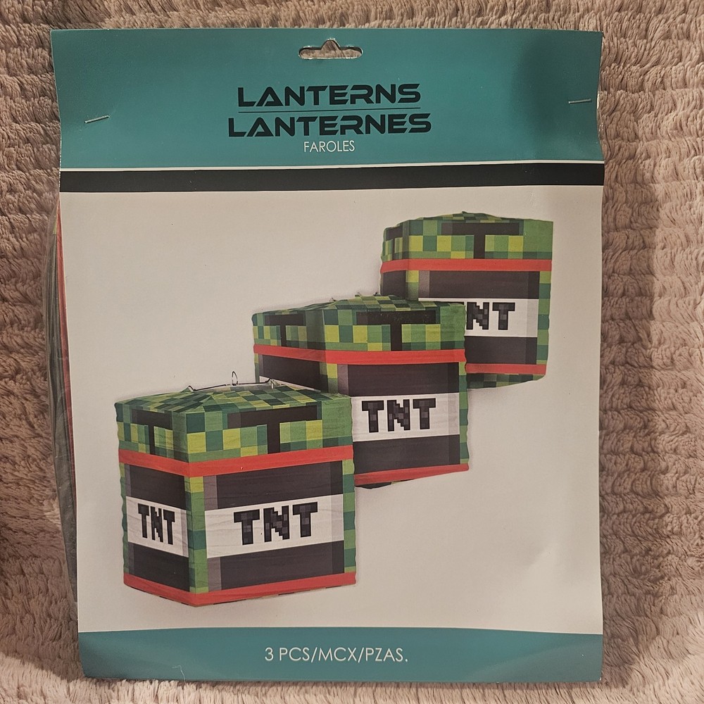 Minecraft TNT Pixel Lanterns Birthday Party Supplies