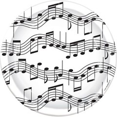 Music Note Tablecover Napkins Dinner Plates 33 Piece Bundle Set for 16