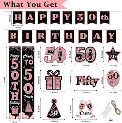 50Th Birthday Decorations for Women, 58Pcs Happy 50Th Birthday Party Supplies, L
