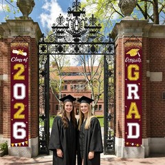 Graduation Decorations 2026, Maroon and Gold Door Porch Signs, Graduation Ban…