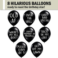 Funny Abusive Balloons | Fun Decoration for Adult Birthday Party | 8 Pack with D
