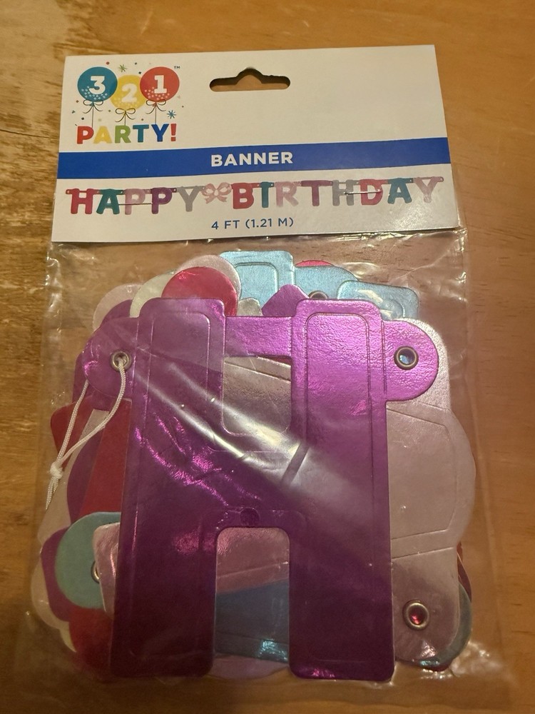 Happy Birthday Banner 4ft (1.21m) Decoration Item #36036 New