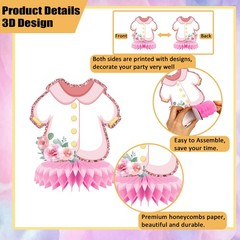 13 Pcs Pink Baby Shower Centerpiece for Girls – Honeycomb Decorations for Tables
