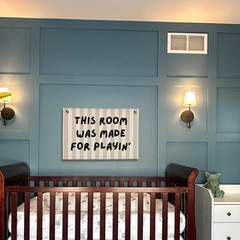 «Blue Striped Wall Hanging Banner for Kids Room Playroom Decor, 20×30 Inch»