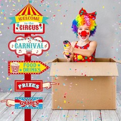 20Pcs Carnival Circus Party Directional Signs Welcome Photo Booth Decor