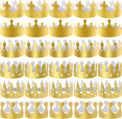 48 Pieces Paper Crowns Gold Paper Party Crown Hats King Crown for Kids and Adult