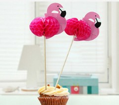 NEW 24 pcs Flamingo Cocktail Cupcake Picks Tropical Toppers Party Decorations