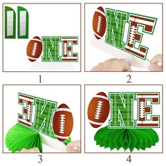 Football First Year Down Honeycomb Centerpieces 12 PCS Table 1st Birthday Decor