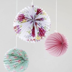 3 FLORAL PAPER LANTERN Birthday Boho Flower Home Garden Summer Tea Party Hanging