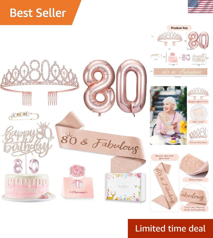 80th Birthday Gifts Decorations for Women, Including 80 old Birthday Cake To…