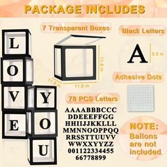 Transparent Baby Shower Balloon Boxes – Set of 7, 78 Letters