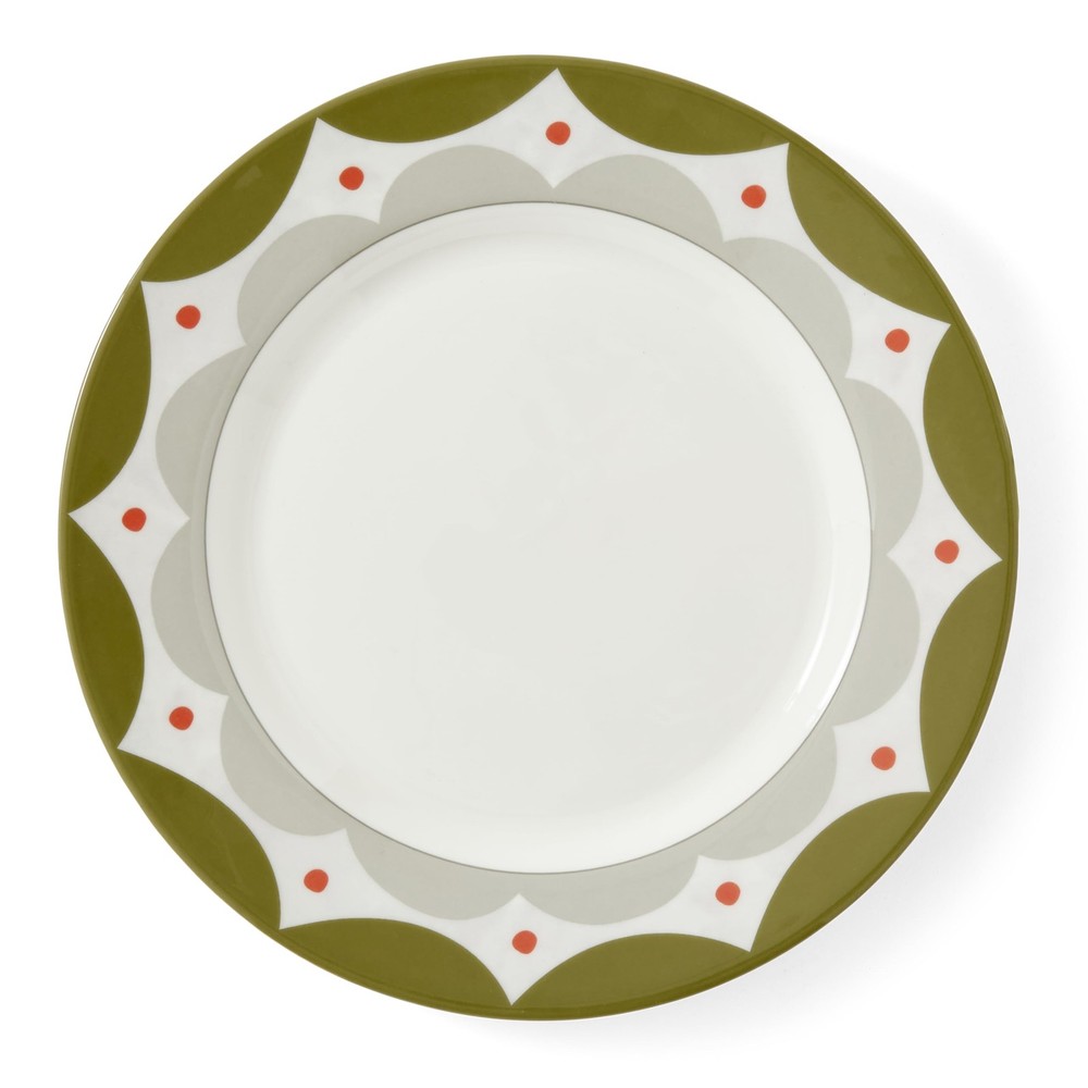 Spode Kit Kemp 11″ Geo Dinner Plate | Geometric 1″ H x L x W, Green