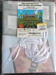Minecraft Party Supplies Lot/Bundle Table Covers, Backdrop, Balloons, Wrapping