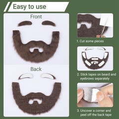 Full Fake Beard and Eyebrows Brown Self Adhesive Realistic Costume Facial Hai…