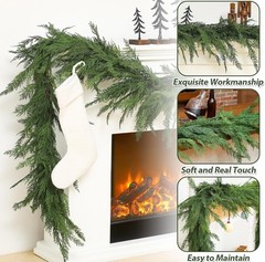 9 ft Christmas Cedar Garland – Green XL Artificial Realistic Garland Jutom 1 PCS