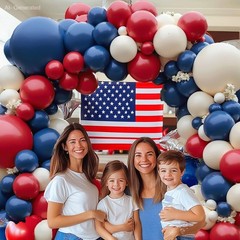 Red White Blue Balloons Arch Kit, Double Dark Ruby Red Navy Blue Ivory White …