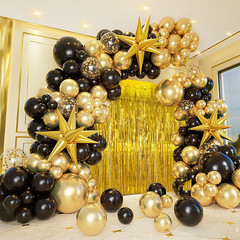 Gold Foil Fringe Backdrop Curtains – 2 Pack Tinsel Streamers for Events