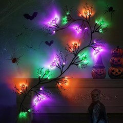 [ 8 Modes & Timer ] 6 Ft 54 LED Halloween Willow Vine Twig Decor Garland with…