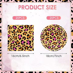 40 PCS Pink Cheetah Print Birthday Decorations Disposable Safari Animal Leopard