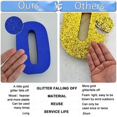 1 PCS 7.8 Inch Blue Glitter Number 5 Wooden Table Centerpiece Birthday Decor