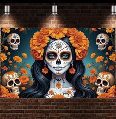 Cinco de Mayo Backdrop for Photography Day of The Dead