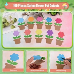 100 PCS Colorful DoubleSided Spring Flower Paper Cutouts Classroom Decor