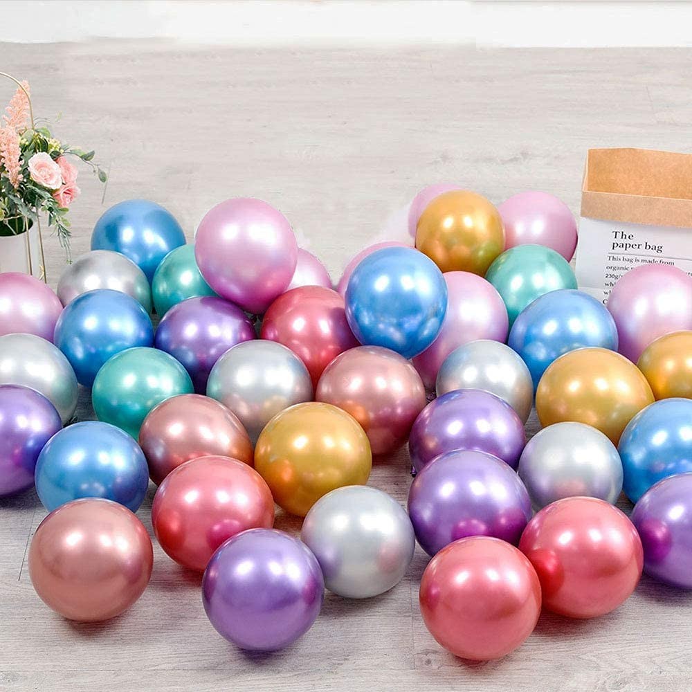 100pcs 10inch Mixed Chrome Metallic Latex Balloons for Birthday Party Bridal …