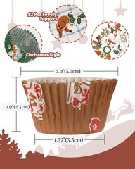 400 Pcs Mini Xmas Cupcake Liners Wrappers With 12 Pcs Holiday Toppers Kit
