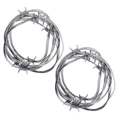 2Pcs Reusable Simulation Barbed Wires for Halloween Scary Party Silver PVC