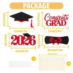 2026 Graduation Decorations – 20 Pcs Class of medium, Black and Red