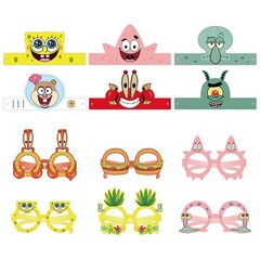 12 Pcs SpongeBob Party Decoration SpongeBob Birthday Supplies Hat Glasses Set