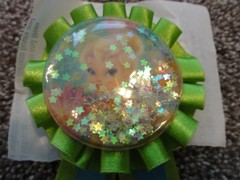 DISNEY TINKERBELL GREEN SPARKLY BIRTHDAY PARTY RIBBON BADGE SELF-STICK
