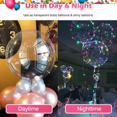 10* Light Up Clear Balloons 20 inch BoBo Bubble Graduation Birthday Party Decor