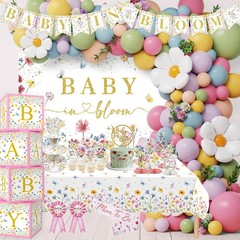 Baby In Bloom Baby Shower Decorations, 175Pcs All in Set Wildflower Baby Show…