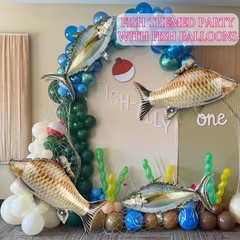 6 Pcs Fish Balloons,Inflatable Realistic Carp Tuna Fish Balloons for Gone