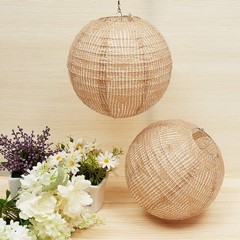 6 Pcs Brown Burlap Lanterns, Round Chinese Decor, Farmhouse Birthday Party