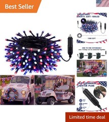 Create Festive Vibes with 33ft Red White Blue Golf Cart LED Lights – 100 Bulbs
