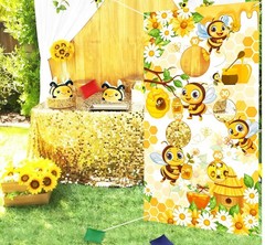 Bee Theme Toss Games with Bean Bags, Bee Theme Toss Games Backdrop Banner for…