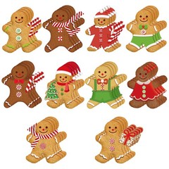 200 PCS Christmas Gingerbread Cutouts 10 Styles Paper With Glue Point Dots